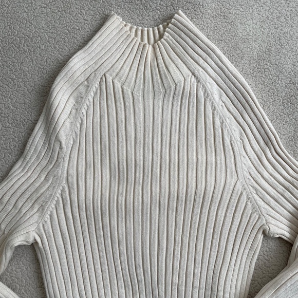 Zara Ribbed Mock Neck Knit Top - Picture 3 of 6